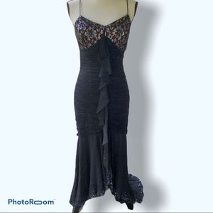 Cache | Sequined Cocktail Floor Length Dress
